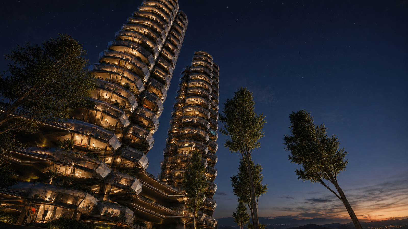 Conceptual Project 04 — twin spire towers at sunset