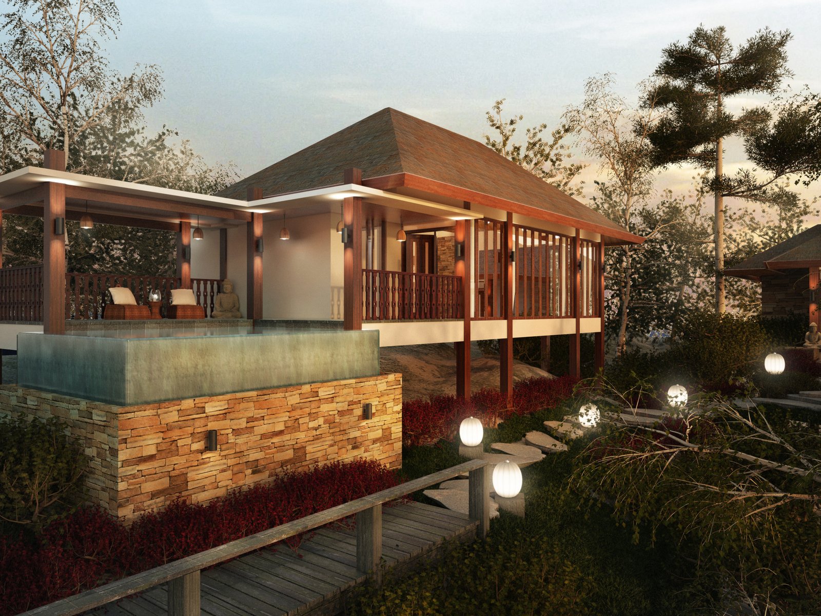 Type D Villa — hillside pavilion on stilt construction